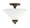 Semi-Flush, 2 Bulbs, Bronze Finish, 12" White Muslin Glass (120-BRZ-316)