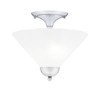 Semi-Flush, 2 Bulbs, Chrome Finish, 12" White Marble Glass (120-CH-2121)