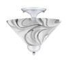 Semi-Flush, 2 Bulbs, Chrome Finish, 12" Onyx Swirl Glass  (120-CH-2129)