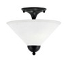Semi-Flush, 2 Bulbs, Matte Black Finish, 12" White Muslin Glass (120-MB-316)