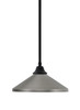 Stem Hung Pendant, Matte Black Finish, 14" Graphite Cone Metal Shade  (26-MB-424-GP)