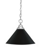 Chain Hung Pendant, Brushed Nickel Finish, 14" Matte Black Cone Metal Shade (10-BN-420-MB)