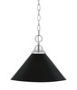 Chain Hung Pendant, Chrome Finish, 14" Matte Black Cone Metal Shade (10-CH-420-MB)