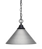Chain Hung Pendant, Matte Black Finish, 14" Brushed Nickel Cone Metal Shade  (10-MB-420-BN)