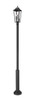 Z-Lite Gannon 3 Light Outdoor Post Mounted Fixture in Black (5008PHBR-5010P-BK)