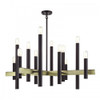 Helsinki 12 Light Bronze Large Foyer Chandelier with Antique Brass Accents (49997-07)