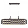 Vistaview 6 Light English Bronze Large Linear Chandelier with Hand Crafted Oatmeal Color Fabric Hardback Shade (53437-92)