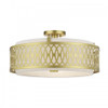 Vistaview 4 Light Soft Gold Extra Large Semi-Flush with Hand Crafted Oatmeal Color Fabric Hardback Shade (53433-33)
