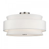 Fontana 5 Light Brushed Nickel Large Semi-Flush with Hand Crafted Off-White Fabric Hardback Shades (60028-91)