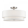 Fontana 4 Light Brushed Nickel Large Semi-Flush with Hand Crafted Off-White Fabric Hardback Shades (60027-91)