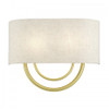 Stratton 2 Light Soft Gold Large ADA Sconce with Hand Crafted Oatmeal Fabric Shade with White Fabric Inside (60273-33)