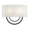 Stratton 2 Light Bronze Large ADA Sconce with Hand Crafted Off-White Fabric Shade (42893-07)