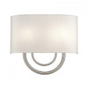 Stratton 2 Light Brushed Nickel ADA Sconce with Hand Crafted Off-White Fabric Shade (42892-91)