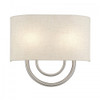 Stratton 2 Light Brushed Nickel ADA Sconce with Hand Crafted Oatmeal Fabric Shade with White Fabric Inside (60272-91)