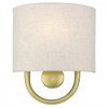 Stratton 1 Light Soft Gold ADA Sconce with Hand Crafted Oatmeal Fabric Shade with White Fabric Inside (60271-33)
