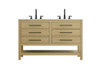 60 Inch Double Bathroom Vanity In Honey Brown (VF60560DMHB)