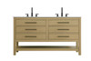 54 Inch Double Bathroom Vanity In Honey Brown (VF60554DMHB)