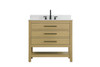 Elegant Furniture and Lighting 36 Inch Single Bathroom Vanity In Honey Brown With Backsplash (VF60536MHB-BS)