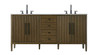 72  Inch Double Bathroom Vanity In Hazel Oak (VF29672DHO)