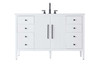 Elegant Furniture and Lighting 54 Inch Single Bathroom Vanity In White (VF29654WH)