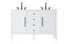 Elegant Furniture and Lighting 54 Inch Double Bathroom Vanity In White (VF29654DWH)