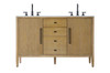 54 Inch Double Bathroom Vanity In Linen Oak (VF29654DLO)