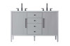 Elegant Furniture and Lighting 54 Inch Double Bathroom Vanity In Grey (VF29654DGR)