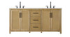 72  Inch Double Bathroom Vanity In Linen Oak (VF29572DLO)