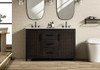 Elegant Furniture and Lighting 54 Inch Double Bathroom Vanity In Chocolate Oak (VF29554DCO)