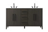 Elegant Furniture and Lighting 60 Inch Double Bathroom Vanity In Mocha Brown (VF29360DMMB)