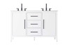 54 Inch Double Bathroom Vanity In White (VF29354DWH)
