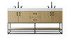 Elegant Furniture and Lighting 72 Inch Double Bathroom Vanity In Honey Brown (VF29272DMHB)