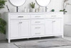 72 Inch Double Bathroom Vanity In White (VF23372DWH)