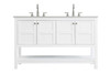 Elegant Furniture and Lighting 54 Inch Double Bathroom Vanity In White (VF16454DWH)