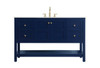 Elegant Furniture and Lighting 54 Inch Single Bathroom Vanity In Blue (VF16454BL)