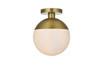 Elegant Furniture and Lighting Eclipse 10 Inch Flush Mount Frosted White Shade In Satin Gold (LD6062SG)