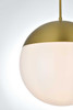 Elegant Furniture and Lighting Eclipse 14 Inch Pendant Frosted White Shade In Satin Gold (LD6044SG)