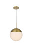 Elegant Furniture and Lighting Eclipse 12 Inch Pendant Frosted White Shade In Satin Gold (LD6038SG)