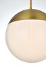 Elegant Furniture and Lighting Eclipse 12 Inch Pendant Frosted White Shade In Satin Gold (LD6038SG)