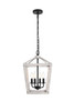 Elegant Furniture and Lighting Gage 12 Inch Latern Pendant In Weathered White And Black (LD511H20WG)