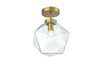 Lawrence 10 Inch Flush Mount Clear Shade In Satin Gold (LD2346SG)