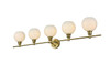 Elegant Furniture and Lighting Collier 5 Light Satin Gold And Frosted White Glass Wall Sconce (LD2327SG)
