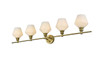 Elegant Furniture and Lighting Gene 5 Light Satin Gold And Frosted White Glass Wall Sconce (LD2325SG)