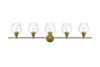 Gene 5 Light Satin Gold And Clear Glass Wall Sconce (LD2324SG)