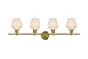 Gene 4 Light Satin Gold And Frosted White Glass Wall Sconce (LD2321SG)