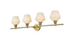 Gene 4 Light Satin Gold And Frosted White Glass Wall Sconce (LD2321SG)