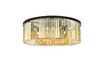 Elegant Furniture and Lighting Sydney 10 Light Matte Black Flush Mount Golden Teak (1238F43MB-GT/RC)