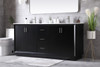 72 Inch Double Bathroom Vanity In Black (VF19672DBK)