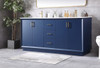 72 Inch Double Bathroom Vanity In Blue (VF19672DBL)