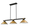 Bronte 3 Light Billiard in Matte Black + Rubbed Brass (1955-3MB-RB-RB15)